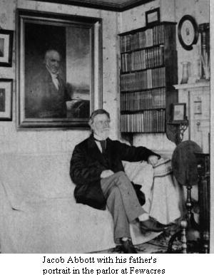 Abbott in his parlor with portrait of his father