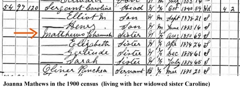 Joanna Mathews in 1900 census