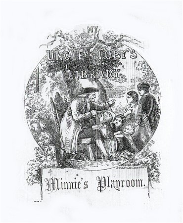 frontispiece: Uncle Toby (?) telling stories to a group of children