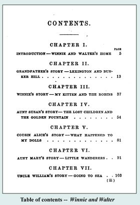 table of contents -- Winnie and Walter